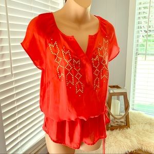 CUTE CORAL blouse! Like NEW!!